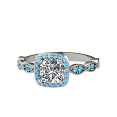 Minimal Tate Yüzük - Swarovski ve akuamarin 14 ayar beyaz altın yüzük #1fhpr9j