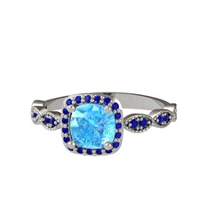 Minimal Tate Yüzük - Akuamarin ve lab safir 14 ayar beyaz altın yüzük #1fqbyyd