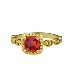 Garnet ve sitrin 8 ayar altın yüzük