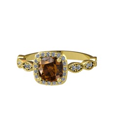 Minimal Tate Yüzük - Dumanlı kuvars ve pırlanta 18 ayar altın yüzük (0.352 karat) #1j80zhh