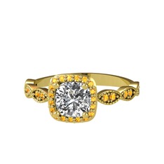 Minimal Tate Yüzük - Swarovski ve sitrin 14 ayar altın yüzük #1jmn9w1