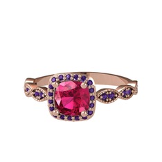 Rodolit garnet ve ametist 14 ayar rose altın yüzük