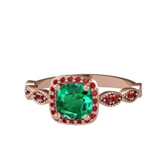 Minimal Tate Yüzük - Yeşil kuvars ve garnet 14 ayar rose altın yüzük #1m5zzup