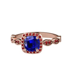 Lab safir ve garnet 14 ayar rose altın yüzük