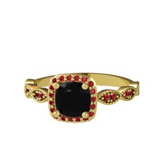 Siyah zirkon ve garnet 925 ayar altın kaplama gümüş yüzük