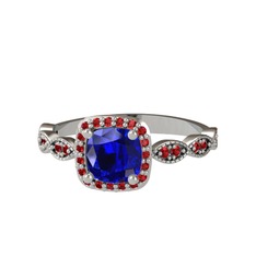 Lab safir ve garnet 8 ayar beyaz altın yüzük