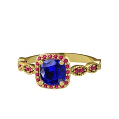 Lab safir ve rodolit garnet 8 ayar altın yüzük