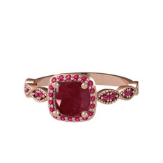 Minimal Tate Yüzük - Kök yakut ve rodolit garnet 18 ayar rose altın yüzük #1qvb3v4