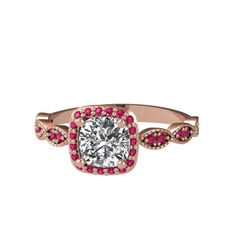 Minimal Tate Yüzük - Pırlanta ve rodolit garnet 8 ayar rose altın yüzük (0.92 karat) #1rlfsvj