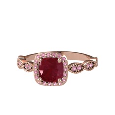 Minimal Tate Yüzük - Kök yakut ve pembe kuvars 8 ayar rose altın yüzük #1rlllwv