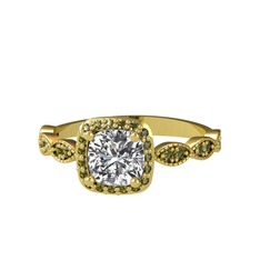 Minimal Tate Yüzük - Beyaz zirkon ve peridot 18 ayar altın yüzük #1t6z5ag