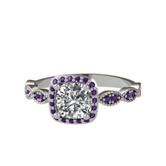 Minimal Tate Yüzük - Swarovski ve ametist 925 ayar gümüş yüzük #1u1cfix