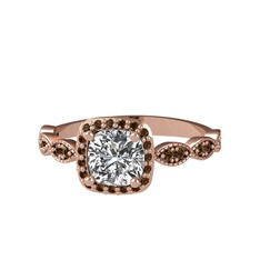 Pırlanta ve dumanlı kuvars 18 ayar rose altın yüzük (0.92 karat)