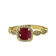 Minimal Tate Yüzük - Kök yakut ve pırlanta 18 ayar altın yüzük (0.352 karat) #2er32u