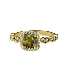 Minimal Tate Yüzük - Peridot ve swarovski 8 ayar altın yüzük #4cjju