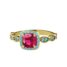 Minimal Tate Yüzük - Rodolit garnet ve akuamarin 18 ayar altın yüzük #ayksal