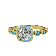 Minimal Tate Yüzük - Swarovski ve akuamarin 925 ayar altın kaplama gümüş yüzük #b2xhwk