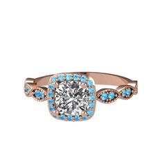 Swarovski ve akuamarin 14 ayar rose altın yüzük