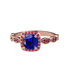 Minimal Tate Yüzük - Lab safir ve rodolit garnet 18 ayar rose altın yüzük #bfnl68