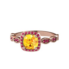 Minimal Tate Yüzük - Sitrin ve rodolit garnet 925 ayar rose altın kaplama gümüş yüzük #dred9o