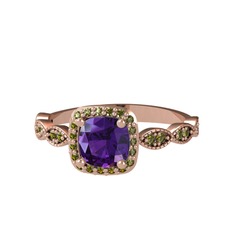 Minimal Tate Yüzük - Ametist ve peridot 18 ayar rose altın yüzük #e1nqiw