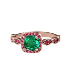 Yeşil kuvars ve rodolit garnet 8 ayar rose altın yüzük