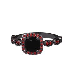 Minimal Tate Yüzük - Siyah zirkon ve garnet 925 ayar siyah rodyum kaplama gümüş yüzük #ffnqcr
