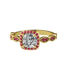 Minimal Tate Yüzük - Swarovski ve rodolit garnet 8 ayar altın yüzük #j7v7a