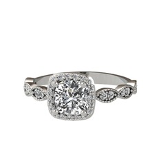 Swarovski ve beyaz zirkon 14 ayar beyaz altın yüzük