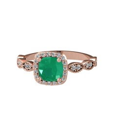 Kök zümrüt ve swarovski 925 ayar rose altın kaplama gümüş yüzük