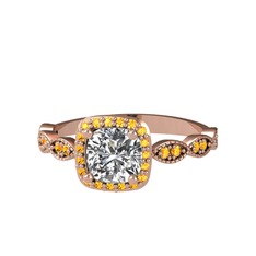 Minimal Tate Yüzük - Swarovski ve sitrin 18 ayar rose altın yüzük #lx6rsj