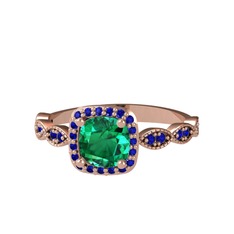 Minimal Tate Yüzük - Yeşil kuvars ve lab safir 925 ayar rose altın kaplama gümüş yüzük #nfffmx