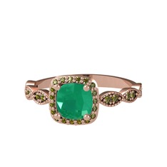 Minimal Tate Yüzük - Kök zümrüt ve peridot 14 ayar rose altın yüzük #pix4ye