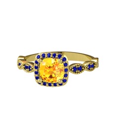 Minimal Tate Yüzük - Sitrin ve lab safir 18 ayar altın yüzük #q99w94