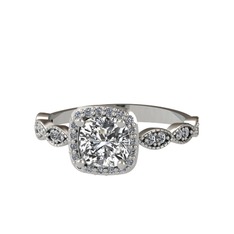 Minimal Tate Yüzük - Swarovski ve pırlanta 8 ayar beyaz altın yüzük (0.352 karat) #rbc674