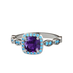Minimal Tate Yüzük - Ametist ve akuamarin 925 ayar gümüş yüzük #t9q84u