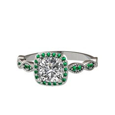 Beyaz zirkon ve yeşil kuvars 925 ayar gümüş yüzük