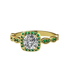 Pırlanta ve yeşil kuvars 8 ayar altın yüzük (0.92 karat)