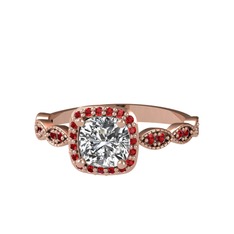 Minimal Tate Yüzük - Swarovski ve garnet 8 ayar rose altın yüzük #wkfdll