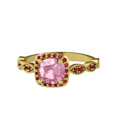Minimal Tate Yüzük - Pembe kuvars ve garnet 18 ayar altın yüzük #yshbcf