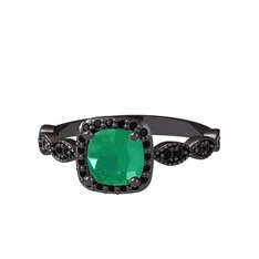 Minimal Tate Yüzük - Kök zümrüt ve siyah zirkon 925 ayar siyah rodyum kaplama gümüş yüzük #zoa982