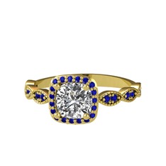 Swarovski ve lab safir 18 ayar altın yüzük