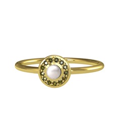 Minimal Ay Yüzük - Inci ve peridot 14 ayar altın yüzük #1pe4s9v