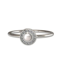 Inci ve swarovski 14 ayar beyaz altın yüzük
