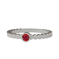 Garnet 18 ayar beyaz altın yüzük