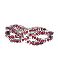 Rodolit garnet 8 ayar beyaz altın yüzük