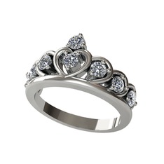 Kalpli Taç Yüzük - Beyaz zirkon 925 ayar gümüş yüzük #14jq3aj