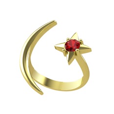 Ay Yıldız Yüzük - Garnet 925 ayar altın kaplama gümüş yüzük #v48cdq