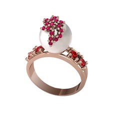 Afra İnci Yüzük - Inci, rodolit garnet ve garnet 8 ayar rose altın yüzük #1yysllq