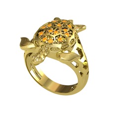 Eshe Kaplumbağa Yüzük - Sitrin 925 ayar altın kaplama gümüş yüzük #12aq5h2